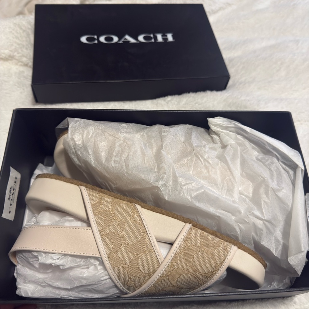 Coach Tan and Cream Sandals